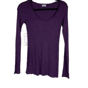 THYME Purple Ribbed Knit Maternity  Top XXS
